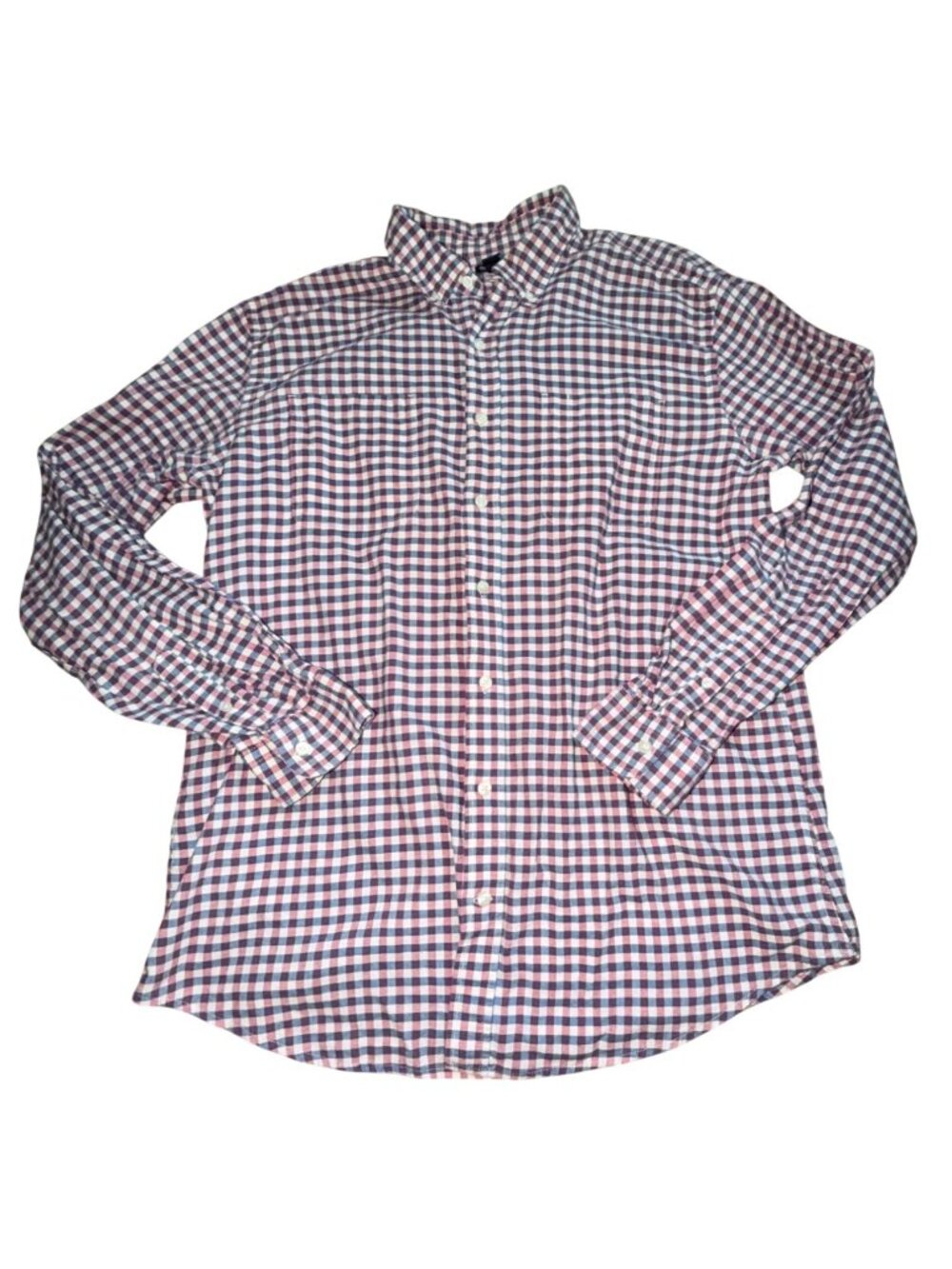 Gap Mens Slim Fit Plaid Button Front Shirt-Blue/Red-XL-GUC